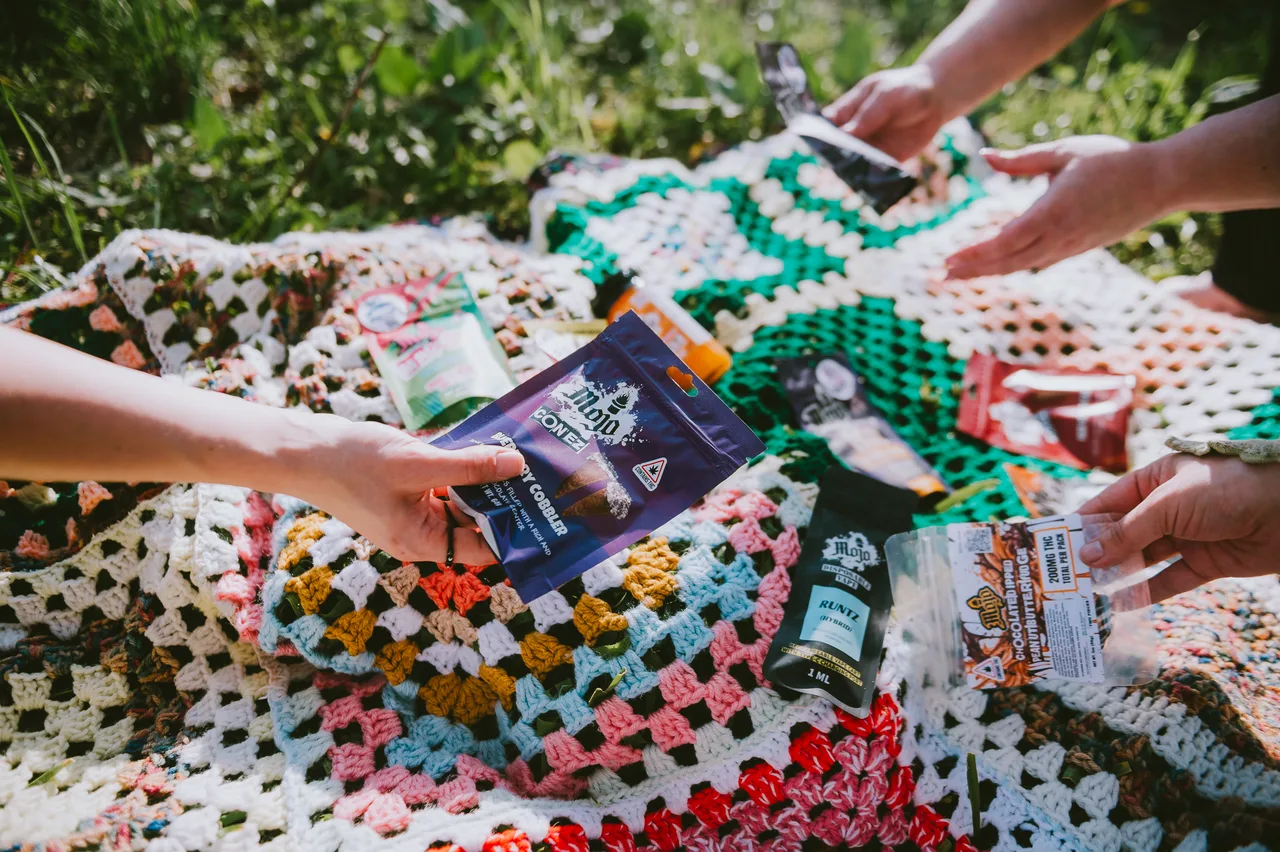 Mojo products on a blanket